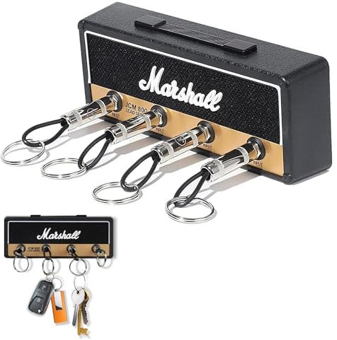 Marshall Key Holder, 4 Hooks, Wall Mounted, JCM800 Guitar Amp Inspired, Aluminium Metal, Unique Housewarming Gift for Music Lovers