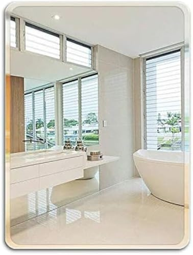 Biznest Frameless Wall Mounted Mirror Home Decor Modern Frame Less Wall Mirror For Bathroom Bedroom Living Room Pick Yours Size (30x45cm Rectangle Round Corner)