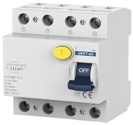 IONQXIDLD Disjoncteur à Courant différentiel résiduel UKF7, 30mA 300mA 4P, disjoncteur de Fuite 16A 25A 40A Type AC(63A 30mA)