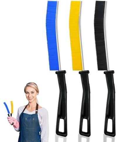 Hmseng Crevice Cleaning Brush, 3pcs Long Handle Scrubbing brush, Multifunctional Bathroom Tile Groove Gap Thin Cleaning Brush for Narrow Corners in home Kitchen and Window Groove