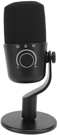 Jectse USB Microphone, Plug & Play Gaming Microphone Condenser Computer PC Mic with Ambience Light, Mic Gain Control Live Recording Mic for E Sports, Gaming, Podcast, Streaming