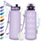Sport Trinkflasche 1.5L, Auslaufsichere Wasserflasche mit Filter, Motivierende Trinkflasche mit Zeitmarkierung, Kohlensäure Geeignet, Sportflasche für Gym, Fitness, Fahhrad, Erwachsener, Wandern