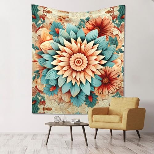 WZYWHJ Dahlien-Bild-Wanddekoration, Wandteppich, 152,4 x 129,5 cm, weich, langlebig, leicht, für Schlafzimmer und Schlafsaal