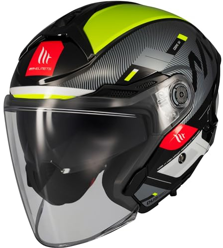 MT Helmets Cosmo SV - Casco Moto Jet Sport con visiera solare retrattile, schermo a rimozione rapida brevettato, interno lavabile e pronto per citofono UCS | Omologato ECE 22.06 & DOT