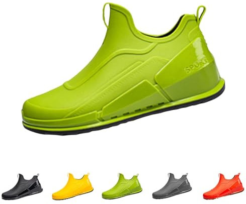 Stivali in gomma unisex, antiscivolo, impermeabili, piatti, corti da uomo, da donna, per attività all'aperto, leggeri da giardino, per lavoro, pesca, lavaggio auto, cucina, impermeabili, stivali