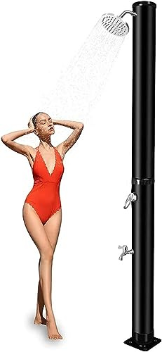 Gartendusche, Solarbetrieben, 38 L / 10 Gallonen Tank, Beheizte Außendusche Mit Regendusche Und Fußdusche, for Den Außenbereich, Hinterhof, Garten, Pool, Strand, 217 cm
