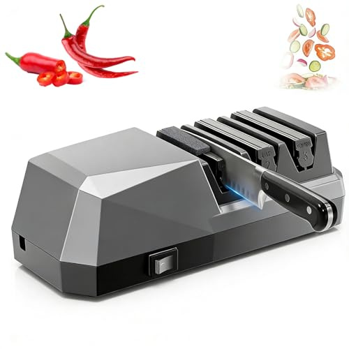 Aiguiseur électrique pour couteaux de cuisine, système diamanté à 3 étapes | Affûteur pour divers couteaux, outil d’entretien des lames, adapté aux cuisines domestiques et professionnelles