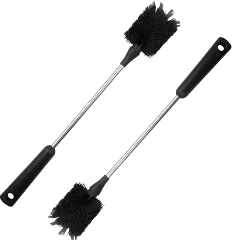 2er-Pack Wasserflaschen Bürsten, Babyflaschen-Scheuerbürste aus Edelstahl mit langem Griff, Reinigungsbürste für Sportflaschen, Tassen, Teller, Kaffeetassen, Glaswaren, Trinkgläser, Weinkaraffen