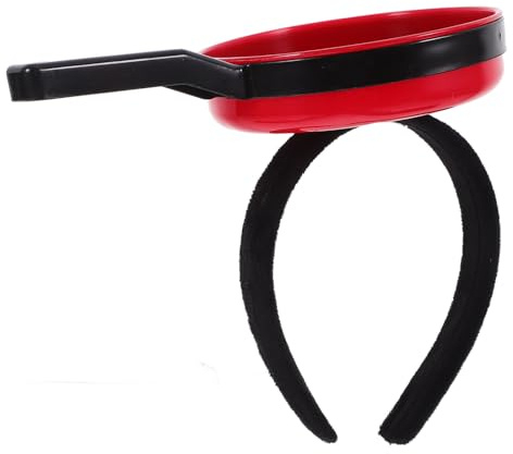 Uonlytech Funny Frying Pan Headband Hair Hoop for Party Dress Up Novelty Hair Accessory Red Flat Pan Design Cosplay Festival Headwear