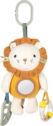 small Foot Babyspielzeug Hängefigur aus Stoff „Little Lion“, multifunktionales Stofftier, mit Beißring und Rassel, aus Musselin Stoff, geeignet für Babys und Kleinkinder, 12774