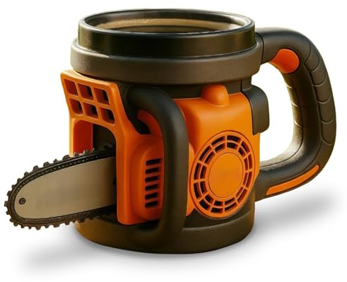 Leseogye Chainsaw Mugs for Men with Stainless Steel Inner Liner, Fun Gifts for Men, Women, Forestry Worker, Chainsaw Novelty Mug for Home, Kitchen, Office, Party