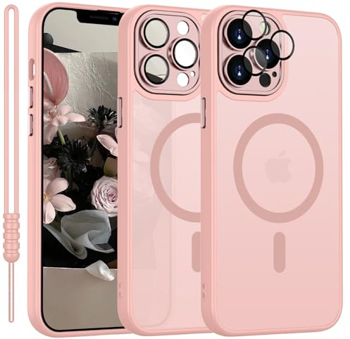 YUANDMI Coque MagnéTique pour iPhone 11 Pro Max Compatible avec Magsafe, Mat Translucide Ultra - Mince Antichoc Anti Rayures Housse Étui pour iPhone 11 Pro Max Rose