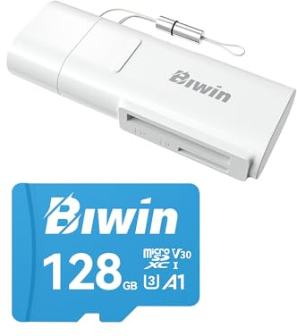 Biwin MS100 Micro SDXC Card 128GB + RC210 SD microSD Card Reader