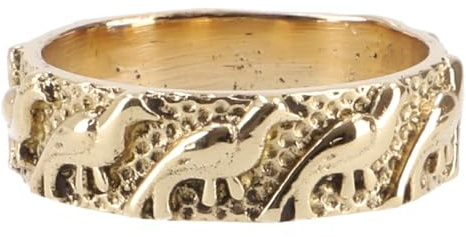 Messing Modeschmuck Ring mit Vogelmotiv, Vintage-Design, goldfarben | Rustikal gehämmert, warm glänzendes Messing, symbolisiert Freiheit und Weitblick.