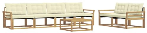 vidaXL Outdoor-Sofagarnitur 7 pcs Weiß und Creme 79 x 79 x 37 cm, Garten, modernes Outdoor-Sofa, Terrassen-Lounge-Set, Bequeme Sitzmöbel für gemütliche Abende