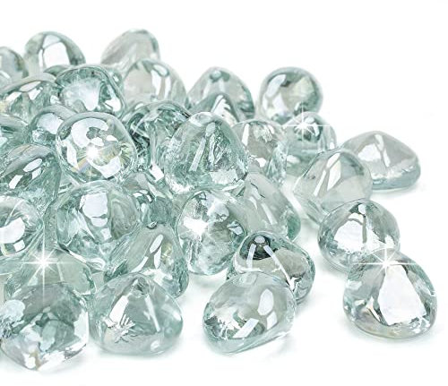 Mr. Fireglass 4,5 kg gemischte Feuerglas-Diamanten für Kamin, Feuerstelle und Landschaftsbau – 2,5 cm Kristall-Eis-Feuersteine