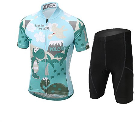 LSERVER Combinaison de Maillot Cyclisme Velo Pantalons pour Enfant, Dragon Vert, S (Convient à 5-6 Ans)