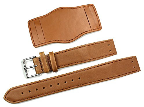 Sulla LEDERBAND/Uhrenarmband/Uhrenband 20 mm für feste Stege BAND mit Unterlage Fliegeruhren Retro Look STRAP brown/braun BUND