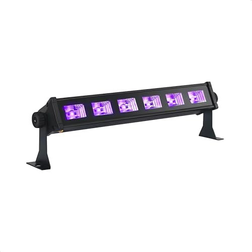 Ibiza - LED-UV-BAR6 - Lampe UV, effet fluo, effet lumière noire avec 6 LEDs de 3W chacune - Noire - Sur pied