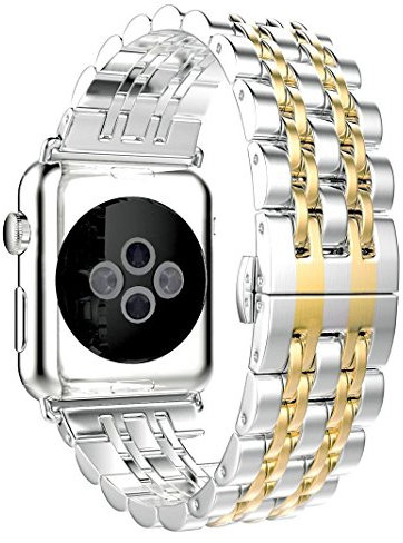 AISPORTS Compatible for Apple Watch Strap 49mm 46mm 45mm 44mm 42mm, Stainless Steel Metal Butterfly Buckle Wristband Replacement Strap for Apple Watch Ultra 2/Ultra/Series 10/9/8/7/6/5/4/3/2/1/SE