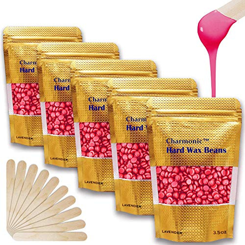 Charmonic Depilatory Wax, 17.5 Oz Hard Body Wax Beans for Women Men, Hair Removal European Beads 500g/1.1 lb (rose)