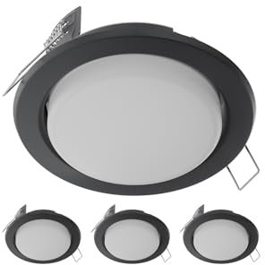 ledscom.de 4 Stück LED Einbaustrahler Zobe flach GX53 anthrazit rund 6,105W 560lm 107mm Ø Lochkreis 90mm Ø