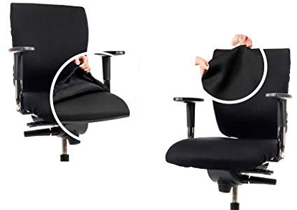 CLEANCHAIR Set: Bürostuhl 2er Überzugsset für die SITZFLÄCHE und RÜCKENLEHNE - Schwarz