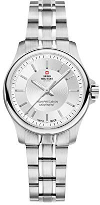 Swiss Military by Chrono Damen Uhr Armbanduhr Quarzwerk mit Edelstahl Metallarmband Analoge Damenuhr Silber SM30201.02