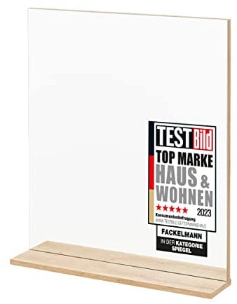 FACKELMANN Spiegelelement Finn/Badspiegel mit Ablage/Maße (B x H x T): ca. 60 x 69,5 x 13,5 cm/hochwertiger rechteckiger Spiegel fürs Badezimmer und WC/Ablage: Braun hell/Breite: 60 cm