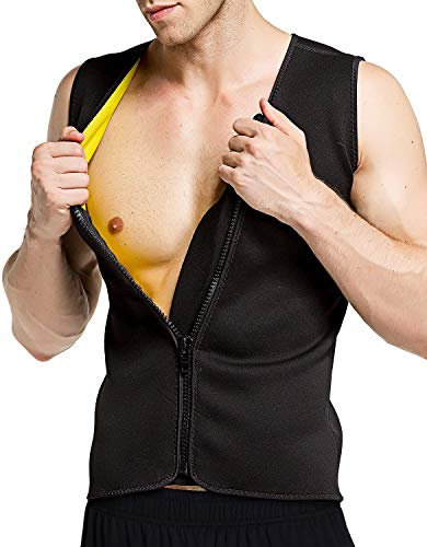 Martiount Canotta Sportiva da Uomo Sauna Shapewear Senza Maniche Neoprene Gilet Dimagrante Sauna per Allenamento Fitness Flat Belly Waist con Chiusura a Zip 2XL