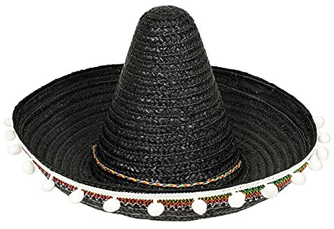 Das Kostümland Mini Mexikaner Sombrero mit Troddeln - 25 cm Durchmesser Schwarz