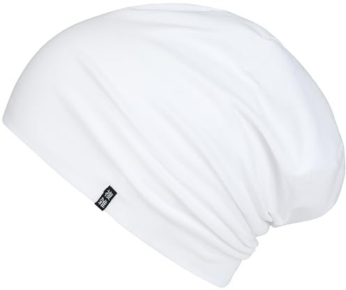 Enter the Complex® Leichte Beanie Mütze, Herren und Damen, Übergangsmütze, Sommer Beanie, Dünne Kopfbedeckung, Baumwolle (Jersey) L/XL, Snow White