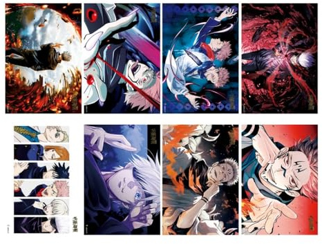 Jujutsu Kaisen-Poster, japanisches Anime-Poster, Kunstdrucke für Zuhause, Wanddekoration, dekoratives Poster für Kinderzimmer, 8 Stück
