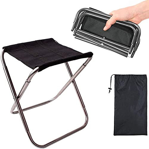 Kleiner tragbarer Klapphocker,Kompakter Klapphocker,ultraleichter Kleiner Campingstuhl,Camping Aluminium Klapphocker,Mini Outdoor Camping Klappstühle,für Rucksackreisen, Wandern, Camping(Silber)