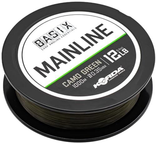 Korda monofile Angelschnur zum Karpfenfischen Basix Main Line Camo Green