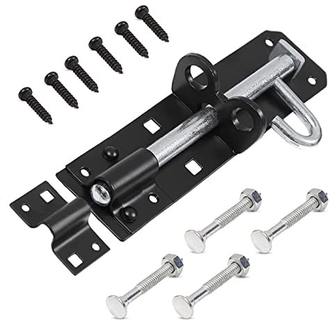 TERF® Heavy Duty Brenton Bolt Black 200mm (8 inch) Strong Padlock bolt For Use with Gates Sheds Garage Doors Lock and Out House Doors Black - 200mm