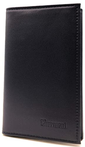 Charmoni - Etui Pochette Porte Papier Voiture- 3 Volets - Carte Grise permis de Conduire pièce d'identité Assurance - Cuir Vachette (Bleu foncé)