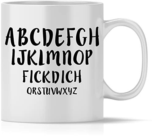mindmonkeys® Tasse mit Spruch A B C D E F I C K D I C H mit Spruch Witzig als Dankeschön Keramik 300 ml