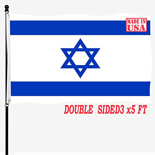tnpun Bandera israelí de Israel de 3 x 5 pies para exteriores, doble cara, colores vivos, resistente, bandera nacional de países nacionales, tela de nailon 210D con 2 ojales de latón, 4 filas de