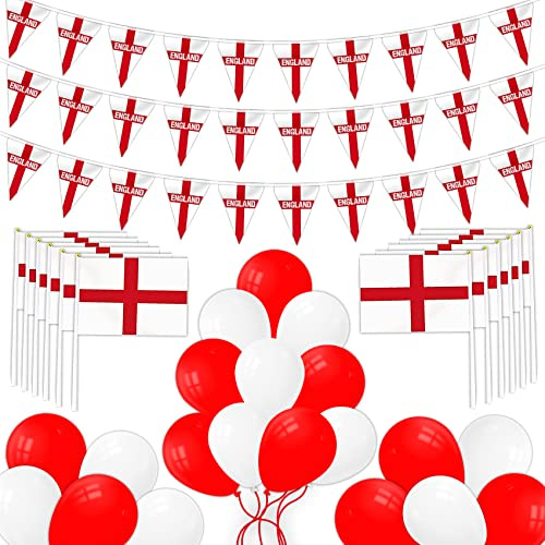FUNNLOT England Flag, England Bunting Flags St Georges Flag England Hand Flags for Sporting Events