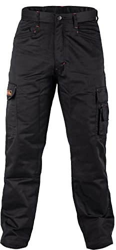 Black Hammer Survival Men's Heavy Duty Utility Trousers | Water Repellent, Breathable Polycotton, Triple-Stitched Reinforcement, 7 Pockets, Velcro Phone Pocket, Strong Belt Loops