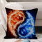 Kissenbezug 45x45 cm,Blaues und orangefarbenes Feuer richten das Tai Ji-Muster auf schwarze,Outdoor Kissen Kissenbezüge Kissenhülle Sofa Kissen dekokissen Zierkissen für Wohnzimmer Garten deko draußen