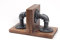 LINKPIPES Industril Stil Holz Bookends, Pipe Book End Robuste Bookends Halter für Bücher und Filme, 1 Paar (Schwarz-Grau)