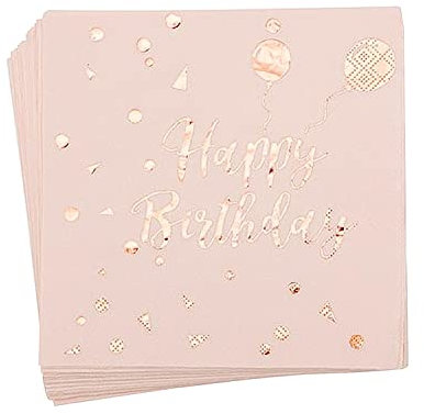 40 Happy Birthday Servietten, Pink Rose Gold Servietten, Geburtstagsservietten, Tischdeko, Deko, für Geburtstagsparty Deko