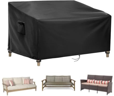 Bossvel Gartenbank Abdeckung, Wasserdicht, 3-Sitzer Sofas Bank Plane, Outdoor Sofa Winddicht (158x99x89cm)