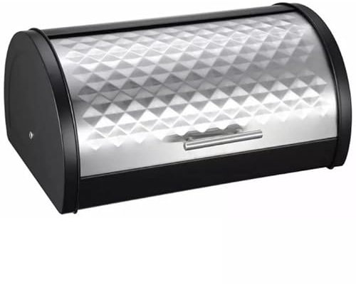 Luckyberg Brotkästen,Elegant Brotaufbewahrungsbox,Geräumiger Brotkasten aus Metall, Brot und Kekse Lange Aufbewahren und Frisch,38x28x18,5cm (Brotkästen silber)
