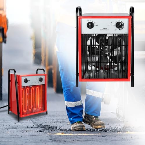 VA-Cerulean Heizlüfter Elektroheizung 9KW Elektroheizgebläse mit Integriertem Thermostat und Überlastschutz 400V Industrielle Elektroheizer Bauheizer