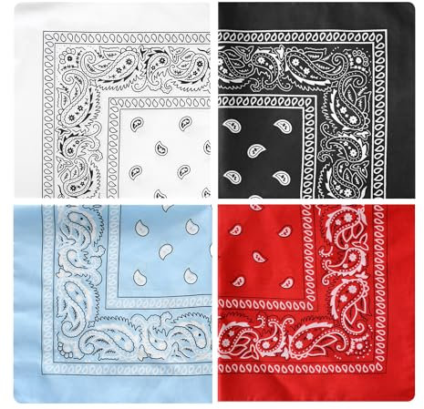 ZEACCT 4 Stück Polyester-Paisley-Bandana, Stilvolles Vielseitiges Bandana, Premium-Baumwoll-Bandana, Cashew-Bandana, für Sport im Freien, Kopf, Hals und Handgelenk(4 Farben)