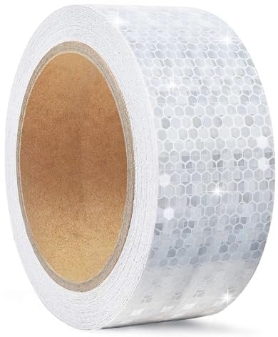 5cm x 10m Nastro Catarifrangente Adesivo per Esterno,Nastro Riflettente Adesivo Bianco Strisce Catarifrangenti Adesive,Segnaletico Nastro Sicurezza Autoadesivo Impermeabile per Auto, Camion, Stradali