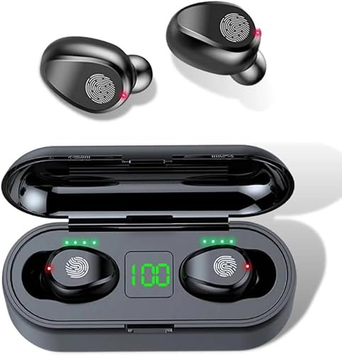 Wireless Bluetooth Headphones, In-Ear Earbuds with Mic, HiFi Stereo Sound, Noise Cancelling, Deep Bass, Waterproof, USB-C Fast Charging Case, Sport Gym Running Work Headset